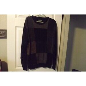David Taylor Crew Neck Block Sweater Multi Color Size Large Acrylic Rayon